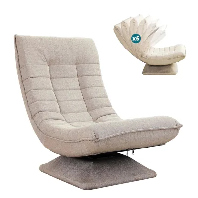 Beige Modern Floor Seating Sofa Leisure Style Hotel Reclining Fabric Lounge Chair Living Room Single Sofa Chairs With Ottoman
