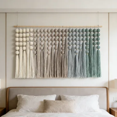 Handwoven Morandi Color Home Decor Grade Macrame Wall Art for Living Room Bedroom & Dining Room Soft Furnishings