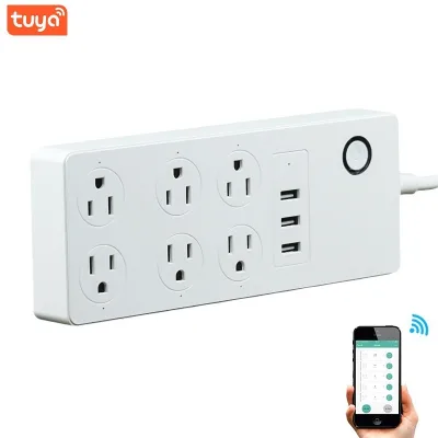WiFi Power Strip US Plug 6 Outlets Socket 3 USB Ports 15A Wifi USA Extension Cords Surge Protector with Child Safety Shutter