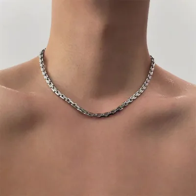 Stainless Steel Bamboo Chain Necklace Fashion Minimalist Luxury Collarbone Non-Tarnish Trendy Streetwear Gift Jewelry Accessory