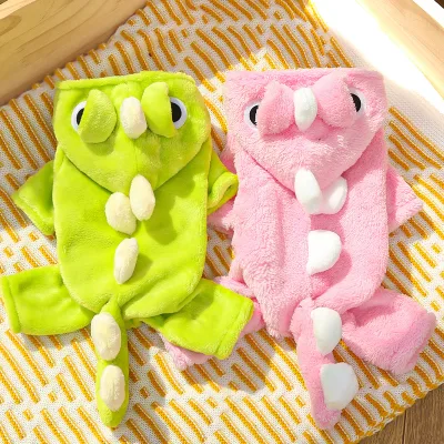Fleece Flannel Autumn Winter Warm Dog Coat Dinosaur Style Transformation Four-Legged Coat for Dogs and Cats