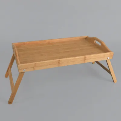 Bamboo Foldable Bed Tray Table with Folding Legs, Portable Lap Desk for Breakfast, Tea, Laptop, Reading
