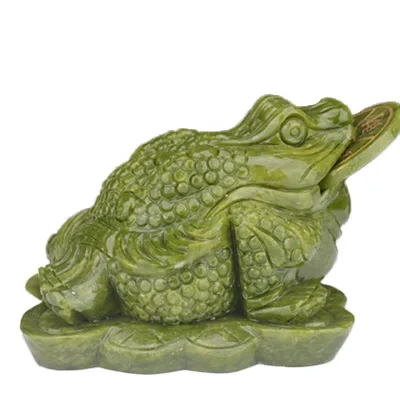 Crystal Crafts Chinese Wealth Feng Shui Home Decor Big Toad for Businesses Lucky Jade Money Toads Gemstone Money Toad Statue