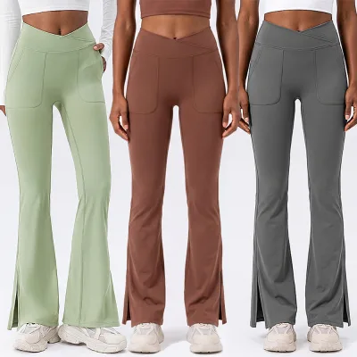 Women's High Waisted Four Way Stretch Full Length Bootcut Yoga Pants with Tummy Control Butt Lifting for Gym Running