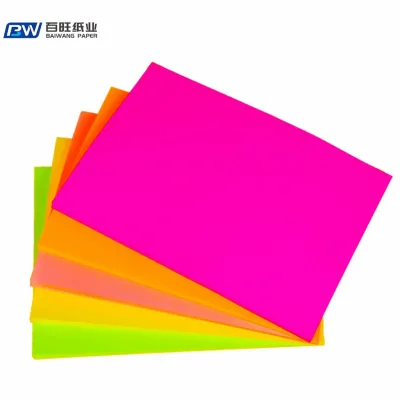 Wholesale Eco-Friendly Double-Sided Fluorescent Customized Color Cardboard Paper Sheets 70-110g Non-Stick High Temperature
