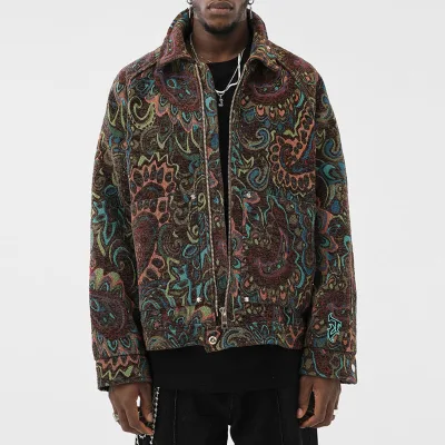 Winter Hip Hop Long Sleeve Jacket Short Custom Work Jacket for Men Stylish Vintage Embroidered Jacket Cotton Material Woven