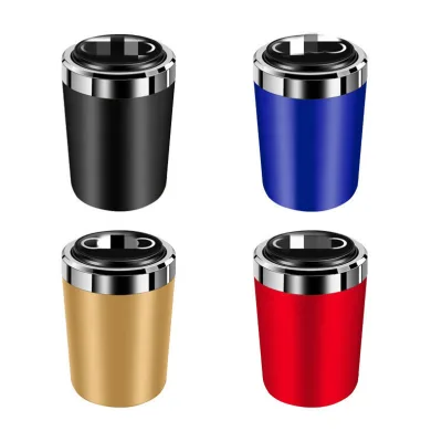 Toyota Volkswagen Creative ABS & Stainless Steel Cylinder Ashtray with Light and Automatic Lid for Car