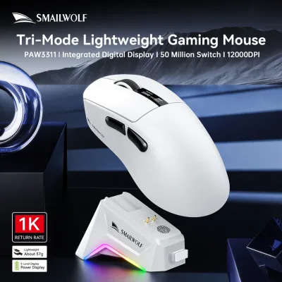 Smailwolf M6 Wireless for Gaming Mouse Three-mode Switching Magnetic Charging PAW3311 Sensor Ultra-lightweight Ergonomic