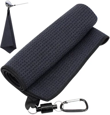 40cm*40cm Microfiber Golf Towel Strength Magnetic Golf Towels for Golf Bags for Men & Women Black Customized Logo Accessories