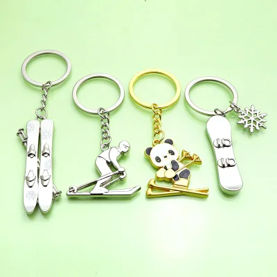 Inline Roller Skates Keychain Metal Speed Ice Skate Wheel Key Ring Winter Sports Skating Shoe Ski Keychain Athletes Skating Gift