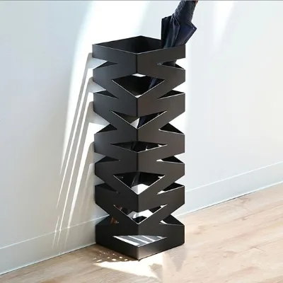 Hot in Europe Iron Umbrella Stand for Entryway with Hooks Plastic Trays Cafe Restaurant Customized Color