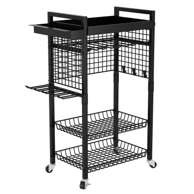 4 Layer Tool Storage Organization Shelving Black Floor Standing Power Tool Organizer Cart