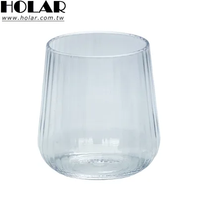 [Holar] Taiwan Made Modern Ribbed Unbreakable Plastic 14oz Stemless Wine Glasses for Beach Poolside Camping