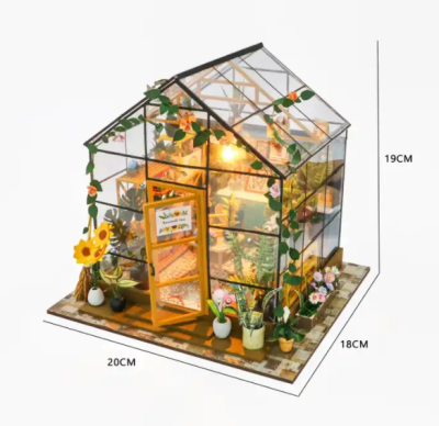 Sunshine Flower House Wooden Miniature Models DIY Doll House Kit Wholesale Dollhouse Miniature
