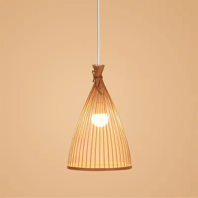 DIY Bamboo Pedant Lamp Indoor Lighting Handmade Lampshade Hanging Light Bamboo Lampshade