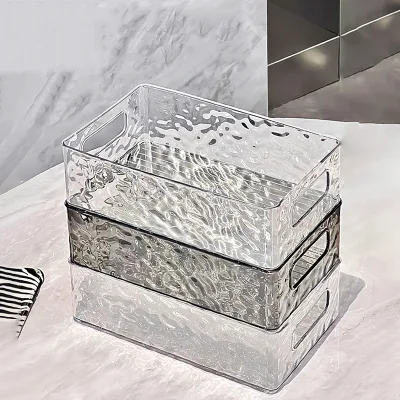 Household Luxury Bathroom Stackable Cosmetic Storage Box Pet Transparent Makeup Containers Storage Box Bins