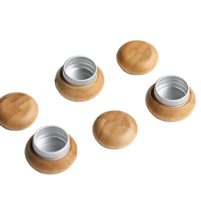 5g Mini Portable Full Bamboo Cute Round DIY Empty Refillable Cosmetic Natural Eco-Friendly Lipstick Dispenser Storage Cream Jar