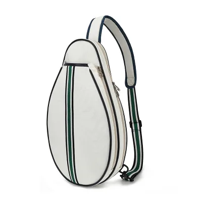 Canvas Pickleball Tote Bag With Detachable Strap for Gym Beach Striped Tennis Racket Handbag