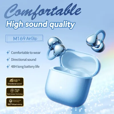 New M169 Ear Clip Bluetooth Translation Earphones Open-style Wearing Light Weight Comfortable Wear Headsets Translator Headphone