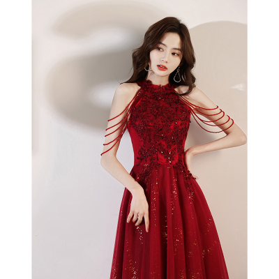 Party Temperament Tassel Propose a Toast Red Evening Party Gown Prom Dress