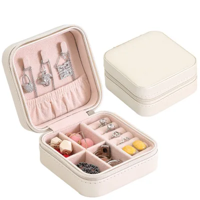Custom Logo PU Leather Jewelry Storage Box for Ring Earring Necklace Girl Box Travel Portable Jewelri Box