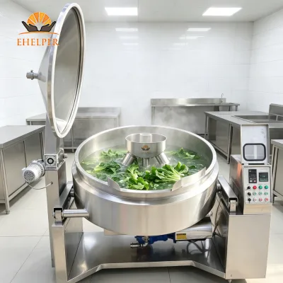 Tilting Mixing Pot SUS304 Stainless Steel Multifunctional Cooking Kettle for Chili Sauce Central Kitchen Food Processing