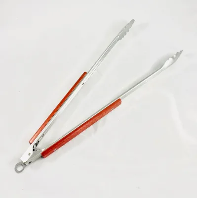 BBQ Tongs With Wood Handle for Grilling, Cooking, Barbecue, and Turning Food