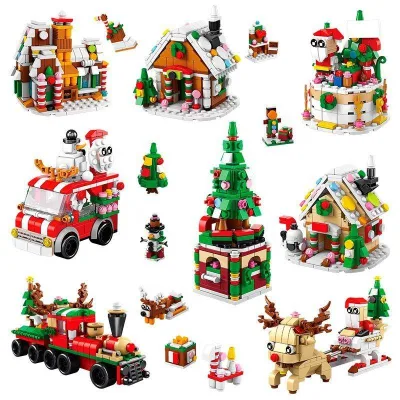 2025Christmas Arts and Crafts Set Ornaments City Building Blocks Sets Xmas Tree Decorations Indoor Bricks Set Toys for Kid