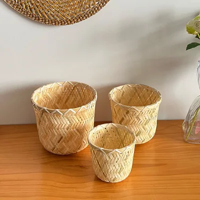 Modern Handmade Bamboo Woven Eco-Friendly Girida Multifunction Storage Basket for Coffee Table Desktop Living Room Bedroom Study