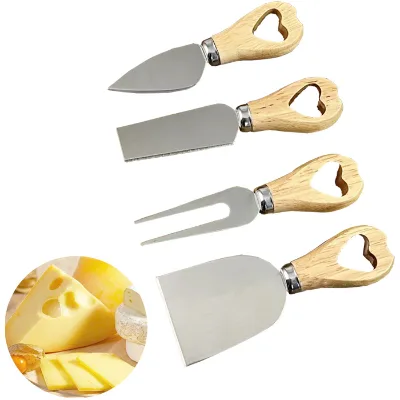 Cute Heart Shape Handle Cheese Knife Set Stainless Steel Cheese Knives Set
