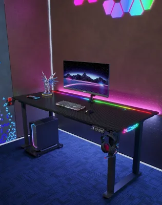 Professional Hot Sales Gaming Desk Racing Gaming Table Design PC Gaming Desk With RGB Light for E-sports
