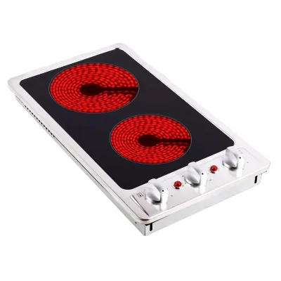 Classy Cook 2 Zones Ceramic Hob with 3000W Knobs Control Residual Heat Reminder Electric Hob for Kitchen