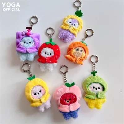 Custom Anime Fruit Hood Series Mini Plush Keychain Cartoon Keyring Pendant for Kpop Idol Backpack Bag Accessory