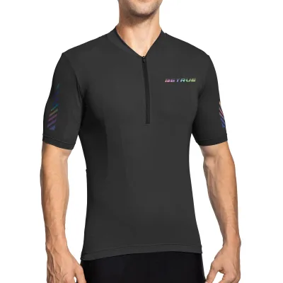 Half Zipper Short Sleeve Road Bicycle Cycling Jersey Trial Men Road Bike Clothing Jersey Vintage Women Men Bike Wear