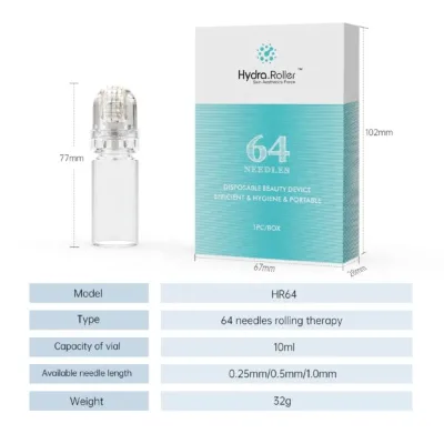 Women's Secret Device Hydro Roller Pin Pump for Serum Absorption 64 Pins Stainless Steel or Titanium Needles for Beard Care