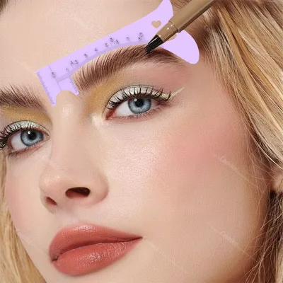 Multifunction Eyebrow Ruler Reusable Brow Ruler Microblading Adhesive Eyebrow Stencil Guide Measuring Tool Makeup Accessories