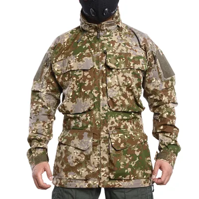 Men's Work Coat Tactical with Hooded Collar Medium Style Debanded Camouflage Clothing