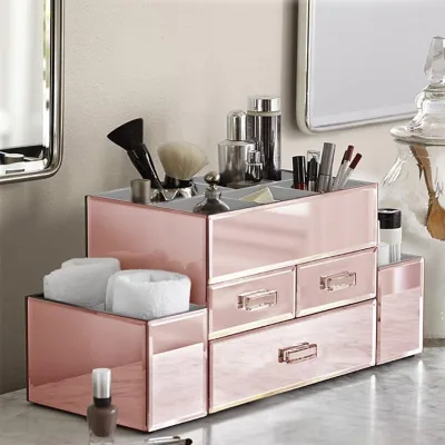 Multifunctional Luxury Tiered 3 Drawer Mirrored Makeup Jewelry Organizer