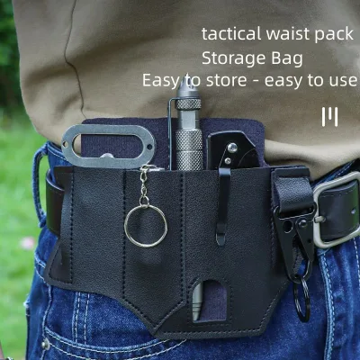 Portable Multitool Sheath for Belt PVC Leather EDC Pocket Organizer for Men Casual Man Sheath with Pen Holder Key Fob