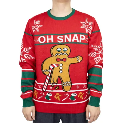 New Arrival Unisex Multi Color Combos Ugly Jacquard Christmas Crew-neck Knitwear Biscuits Christmas Holiday Sweater