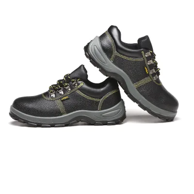 Comfortable Waterproof Anti-puncture Anti-impacting Steel Toe PU Sole Split Leather Working Safety Shoes
