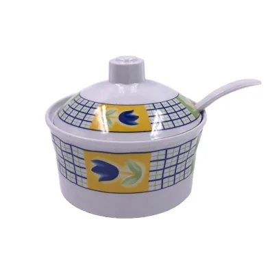 Fashionable Widely Use Plastic Ware Custom Printed Melamine Wavy Sugar Pot for Tea Coffee