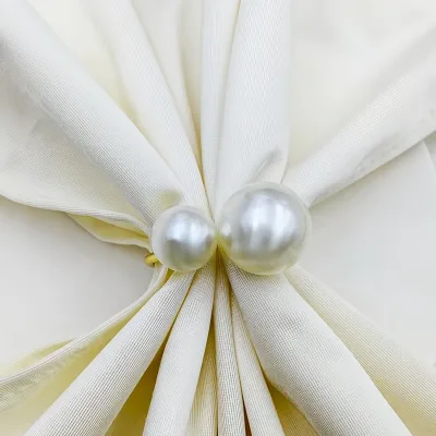 Double Pearl Napkin Rings Elegant Reusable Napkin Holders for Wedding Banquet Dining Table Decoration