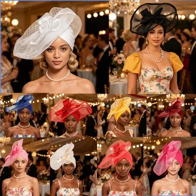 Women Large Brimless Muslim Turban Cap Elastic Breathable Wedding Hat for Ramadan Tea Parties Ladies Traditional Headwear