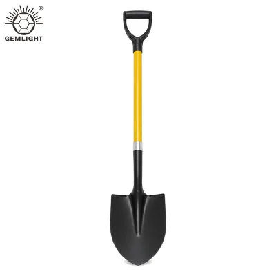 Round Point Shovel with Fiberglass Handle D Grip Steel Blade Digging Shovel for Construction Garden Wholesale