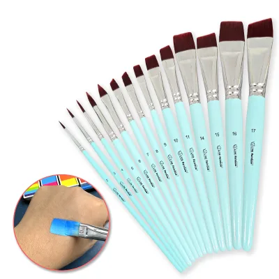 Professional Face Paint Brushes Set Wooden Handle & Nylon Bristles Safe Certified Factory Direct