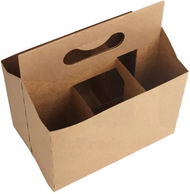 6 Pack Bottle Carrier with Glossy Lamination Kraft Cardboard Paper Cup Holder 12 Oz. Beer/Wine for Safe & Easy Transport