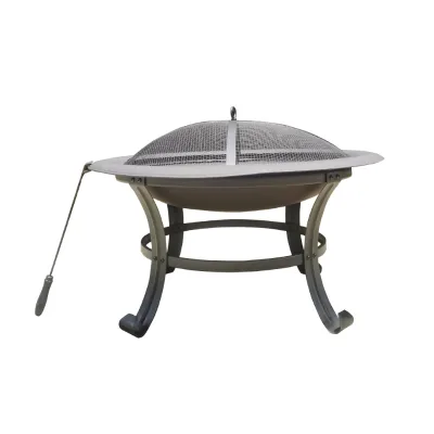 Fire Pit BBQ Grill Pit Bowl with Mesh Spark Screen Cover,Poker