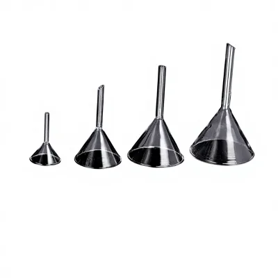 CIDA Transparent Glass Triangular Cone-Shaped Short-Necked Laboratory Filtration Funnel Model Bio-CD3949 Made in Guangzhou China