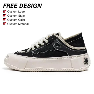 Manufacturer Wholesale Summer Little White Leather Surface Shoes Breathable Lacing Men's Casual Trendy Thick Sole Solid Shoes